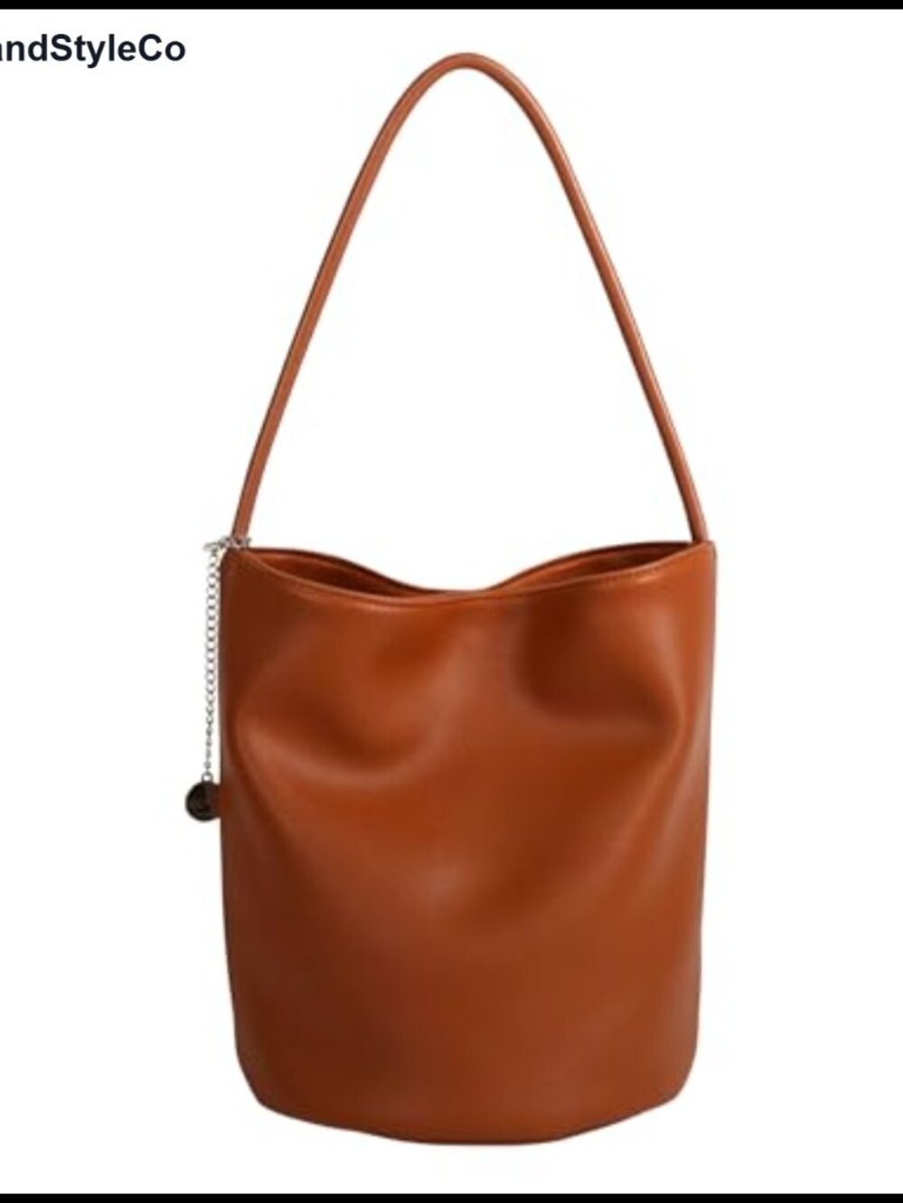 Women's PU Leather Bucket Bag Magnetic Shoulder Purse with Zipper Pocket
